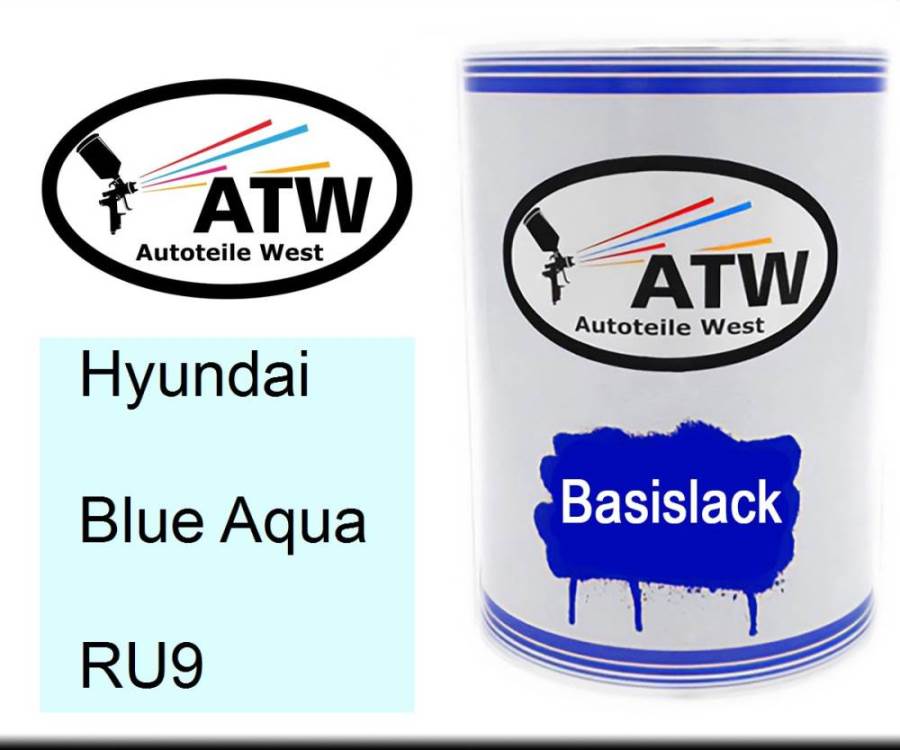 Hyundai, Blue Aqua, RU9: 500ml Lackdose, von ATW Autoteile West.